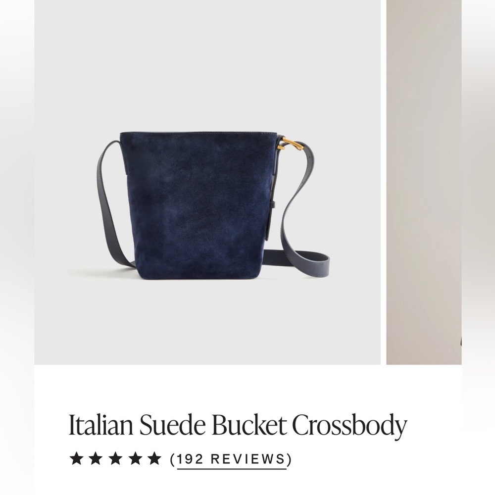 Quince Italian Suede Bucket Bag/ Crossbody in midnight blue